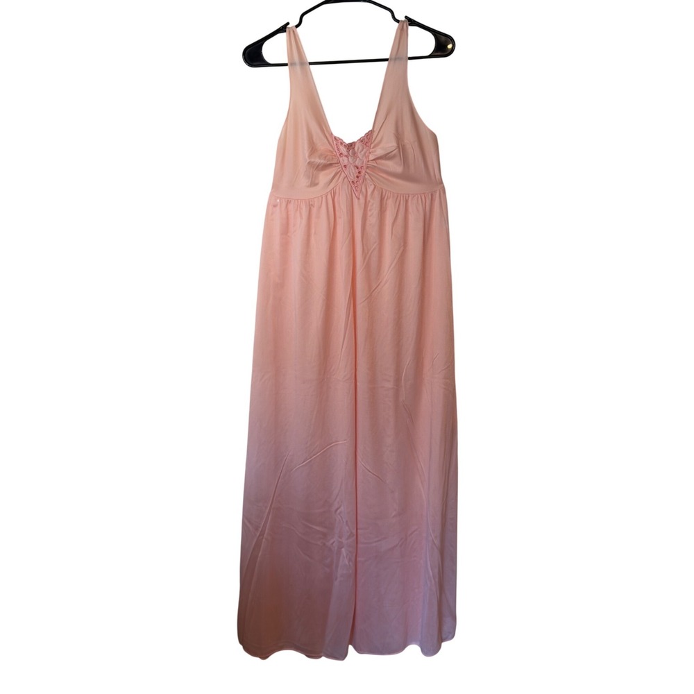 Vintage 70s 80s Moviestar Deep V-Neck Empire Waist Nightgown Size M Romantic
